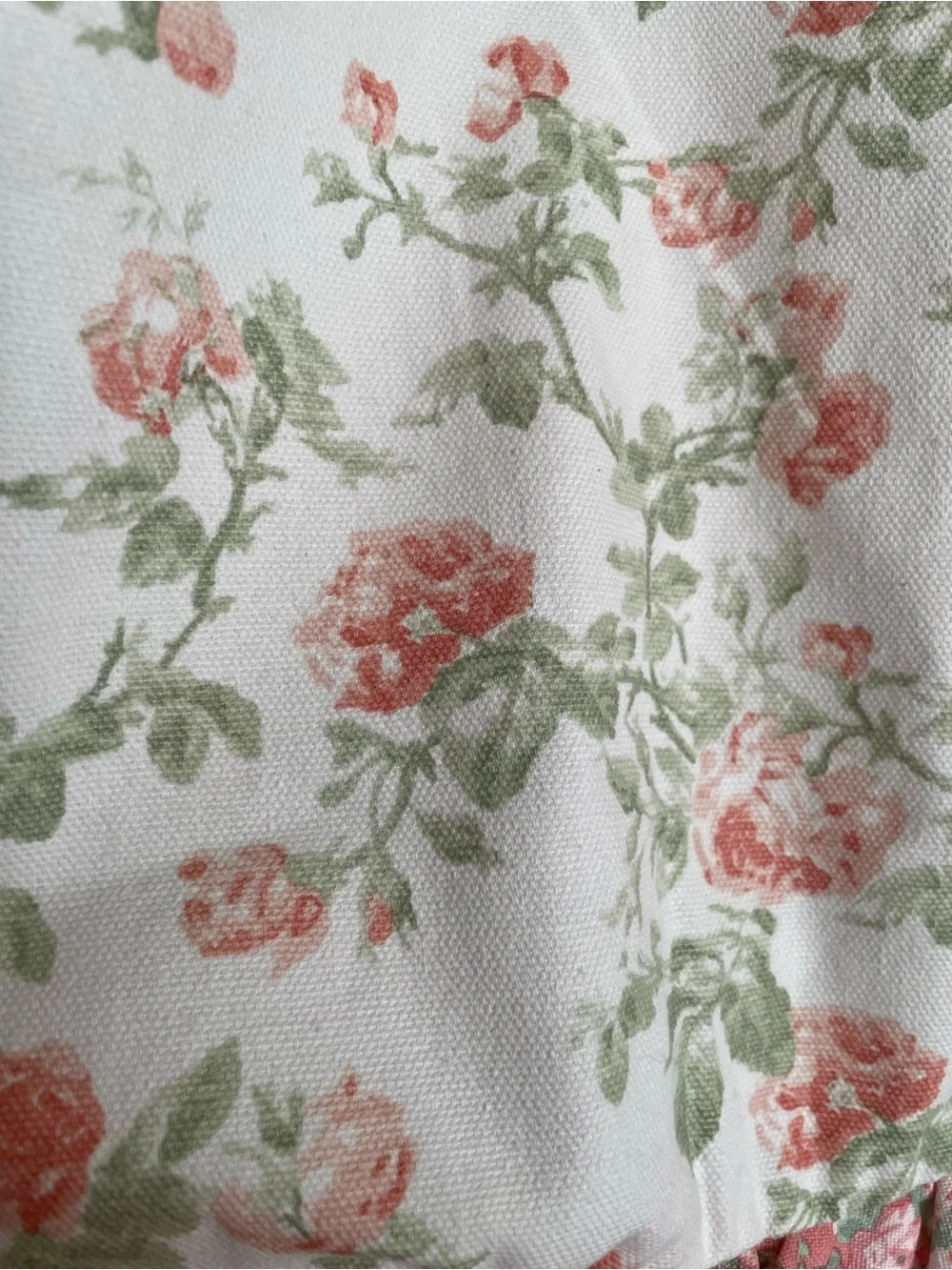 NWT Laura Ashley Madelynn Duck Floral Canvas Ruffle Tote Bag - Pink/Green